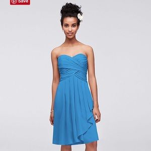 Chiffon Dress with cascade detail - Cornflower